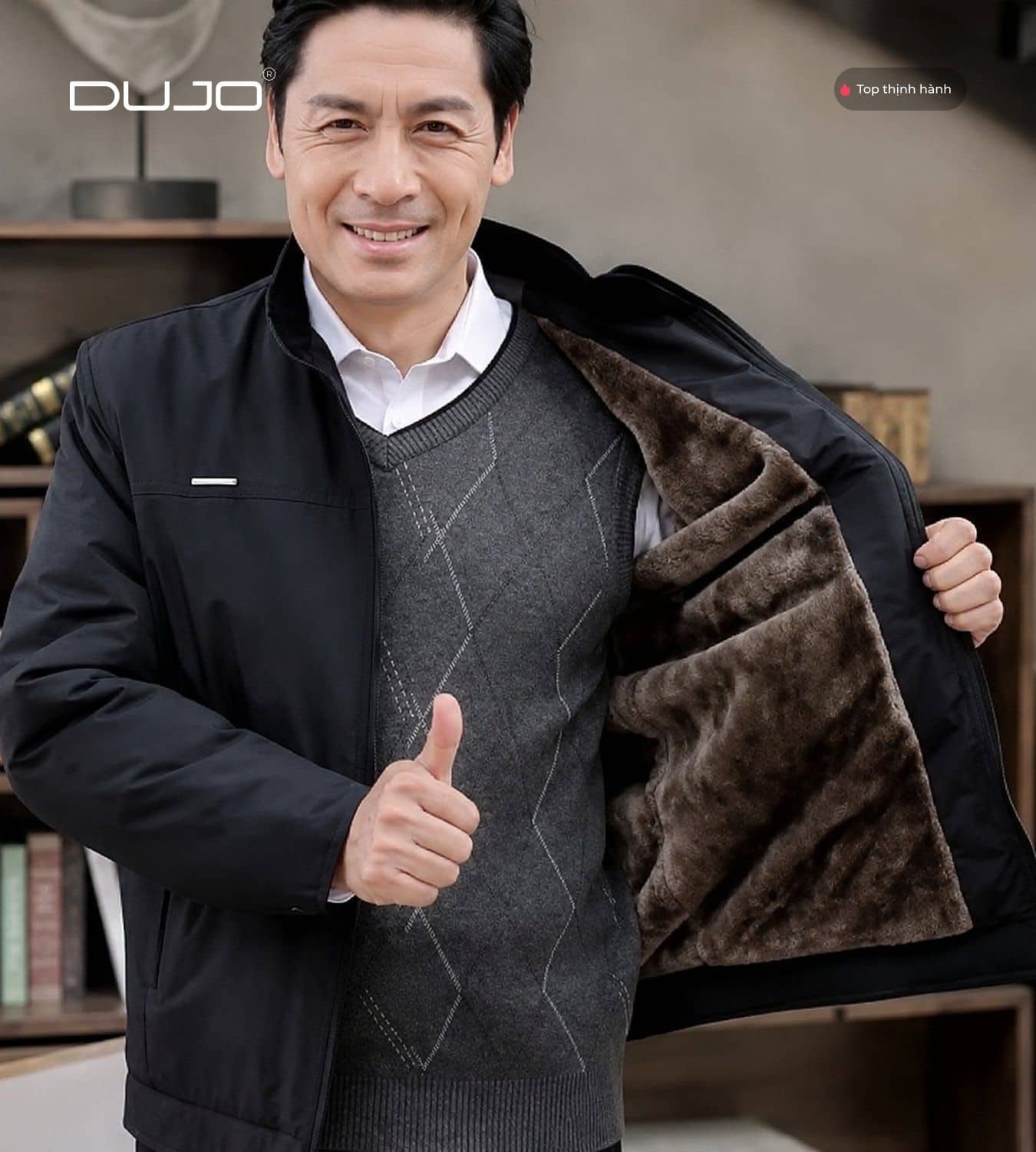 Áo Khoác Nam Dạ Tweed Dáng Suông